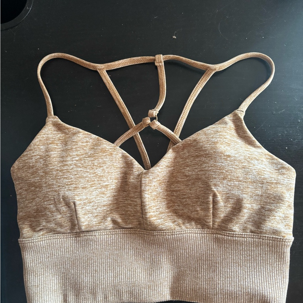 ALO Yoga Tan Racerback Bra with Adjustable Straps